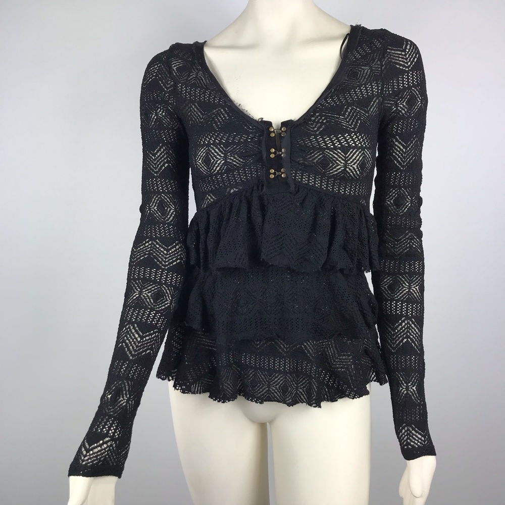Free People | Lace Tiered Ruffle Layered Top Mesh